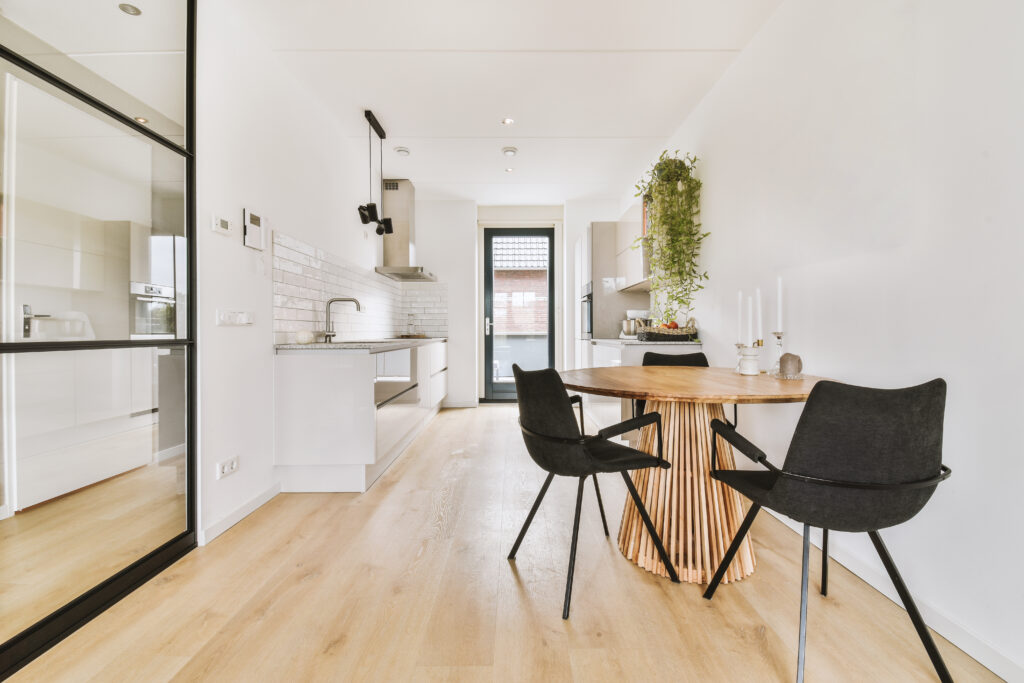 Studio Apartment Interior With Wooden Furniture
